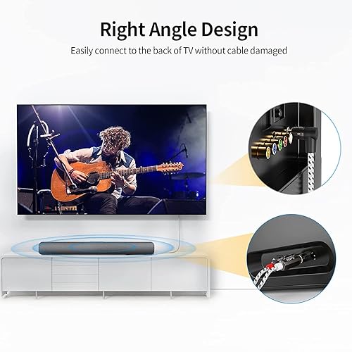 Miniatura 9 de CableCreation Cable de 0.138 in a RCA, ángulo de 0.138 in macho a 2RCA macho auxiliar estéreo audio Y divisor chapado en oro para teléfonos