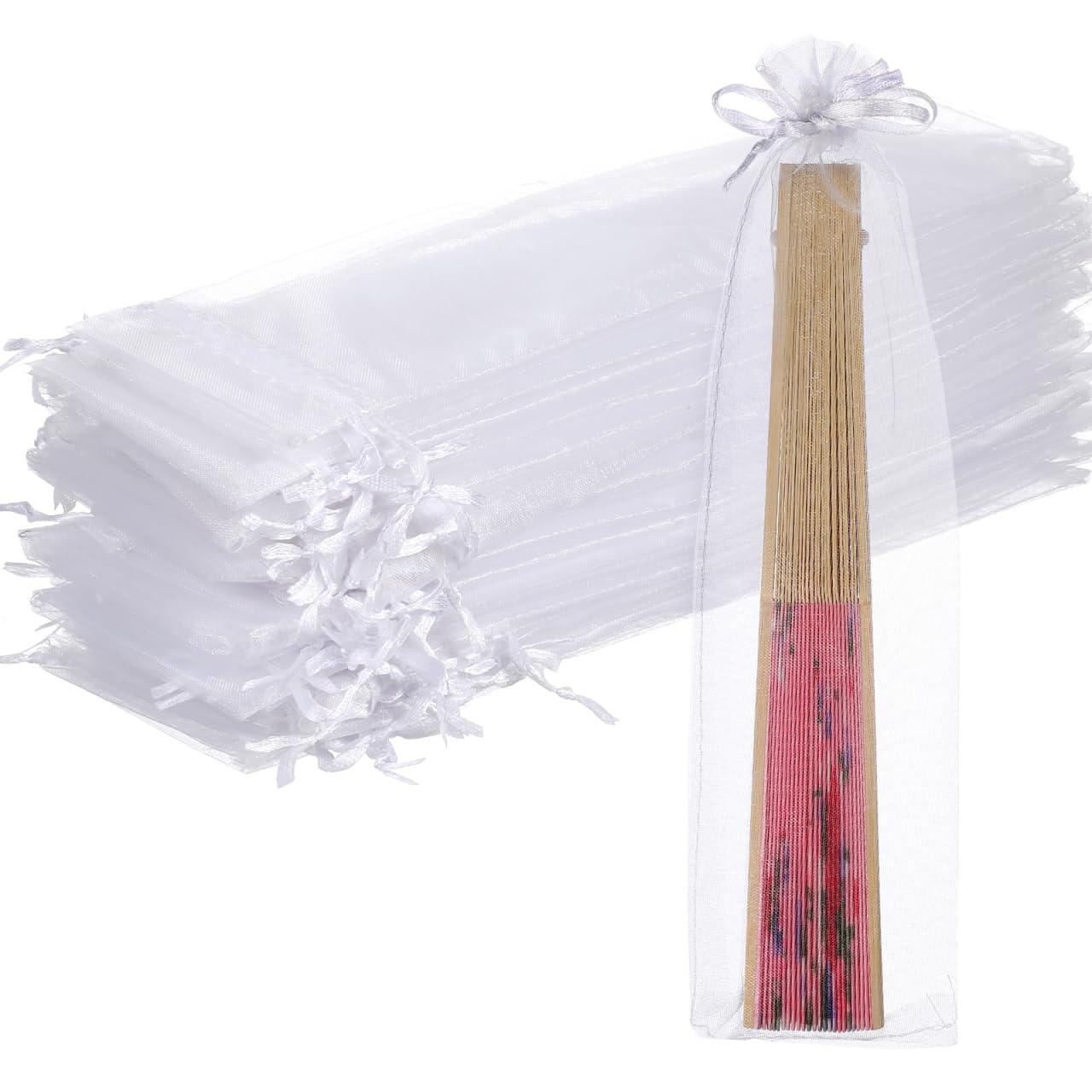 Bezall - 50 Bolsas De Organza Para Abanico De Mano, 2 X 10 Bezall - 50 Bolsas De Organza Para Abanico De Mano, 2 X 10