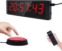 Cronômetro grande com botão de iniciar/parar, temporizador digital de LED com controle remoto, relógio de contagem regressiva com campainha, relógio de academia em casa, temporizador de