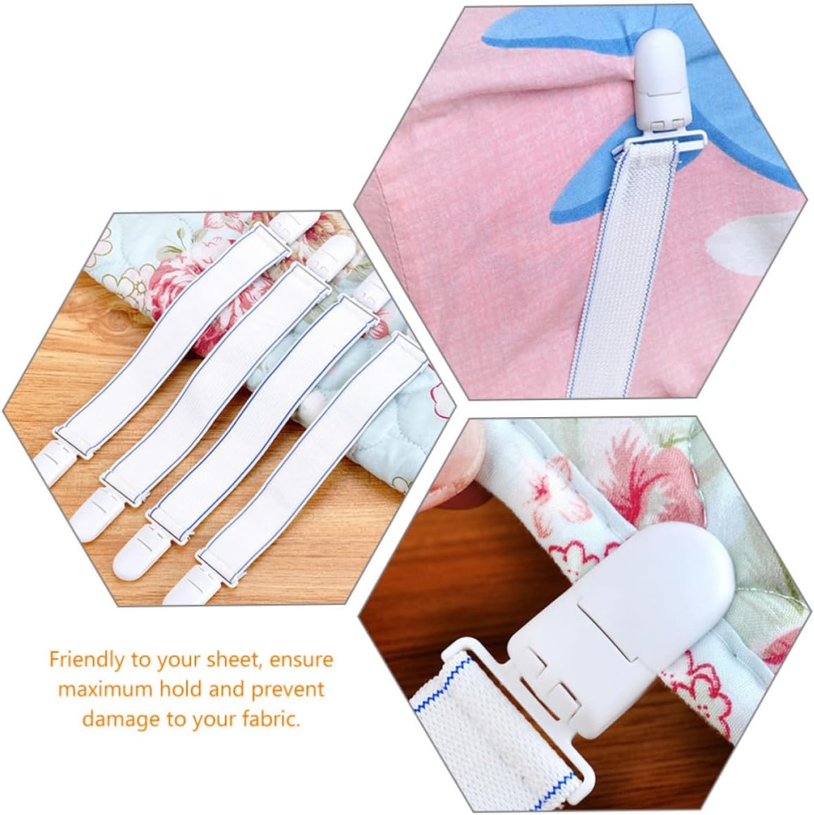 12pcs White Bed Sheet Fasteners Clips for Fitted Sheets and Comforters Stronger Grip Plastic and Canvas Straps to Secure at Home