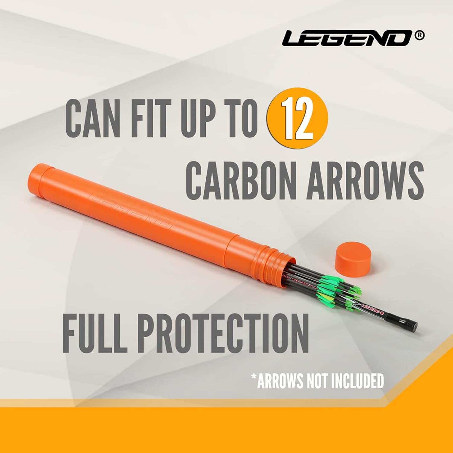 Legend Arrow Tube Case - Adjustable Holder for Hunting, Target Shooting - Extendable Design - Protective EVA Foam Separators Included - Archery Storage for 12 Carbon Arrows