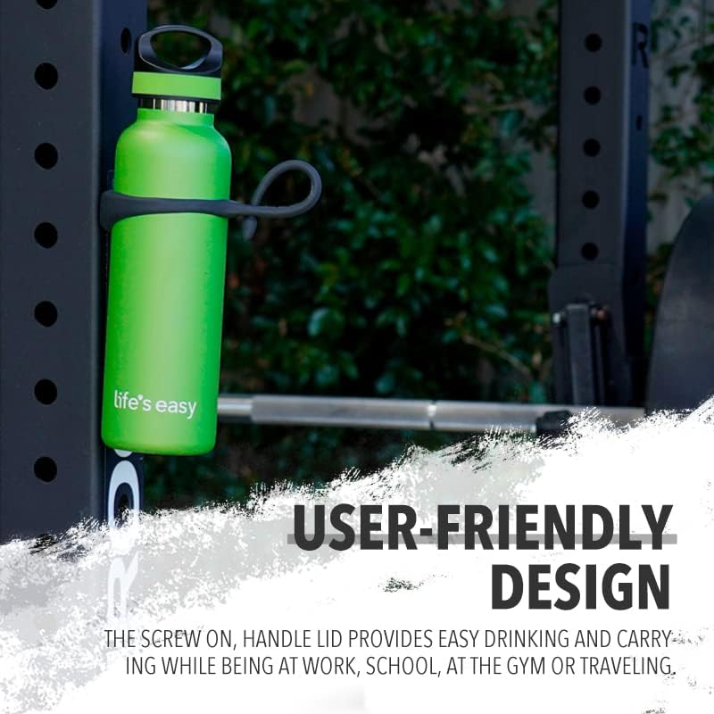 Miniatura 6 de LIFE'S EASY Botella de agua deportiva aislada con tapa. Frasco térmico de doble pared de acero inoxidable al vacío para bebidas frías y calientes