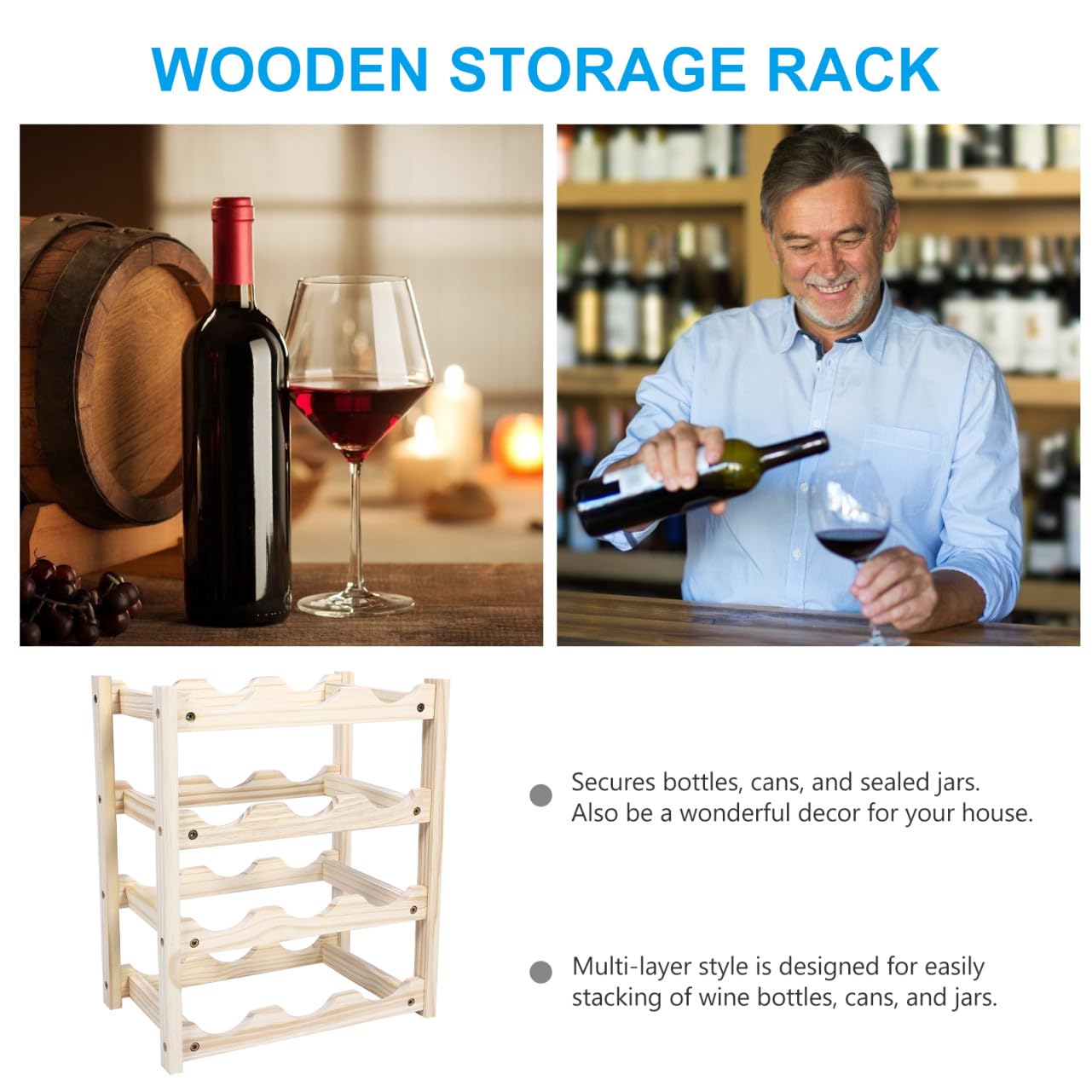 Portabottiglie in Legno Rosso Per Uso Domestico Portabottiglie Decorativo Multistrato Fondo Antiscivolo Per Bottiglie Di Vino E Lattine