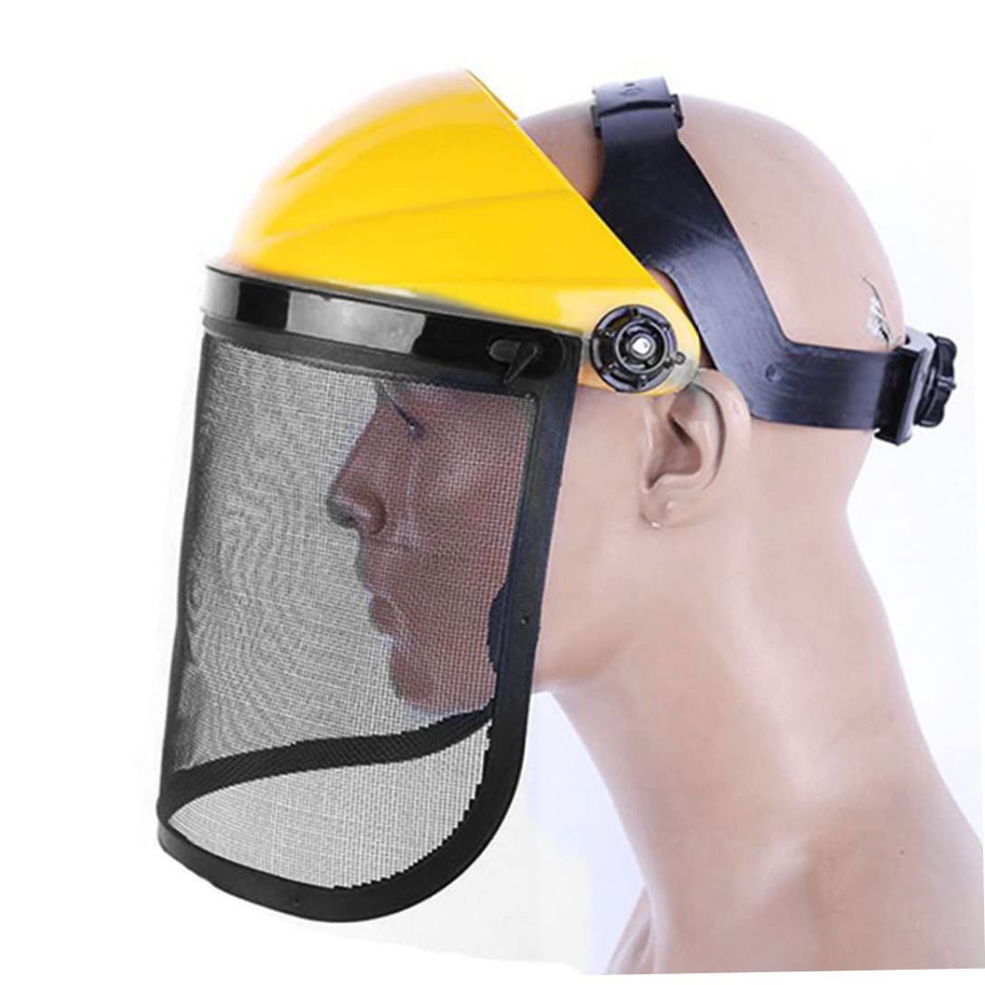 zalati Visiera da lavoro Visiera integrale Visiera in policarbonato Rete montata sulla testa per protezione di sicurezza decespugliatore per motosega - Giallo