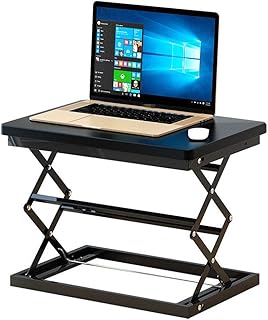 Stand Up Desk Office Elevating Computer Desk Folding Mobile Workbench Computer Monitor Stand Color: Black, Size: 50x37x10-48cm