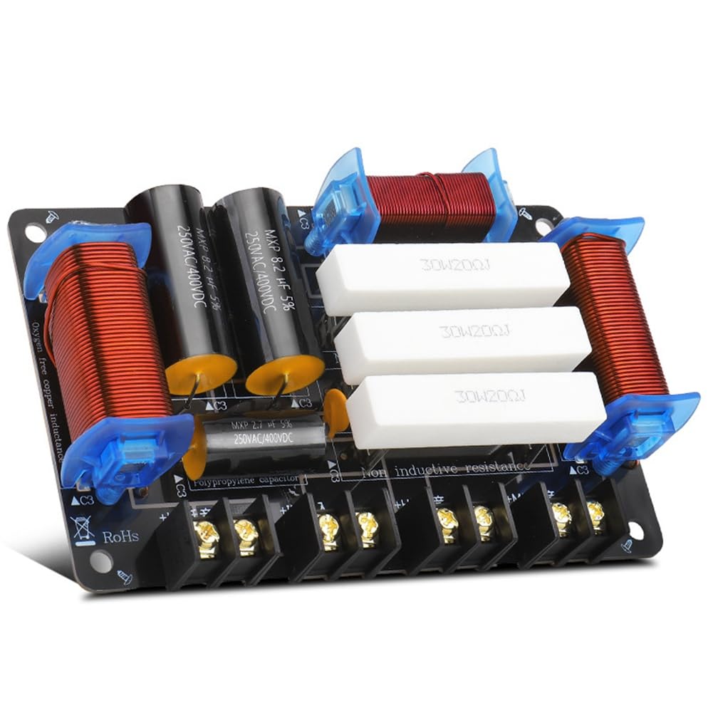 pour Haut-Parleur 3 Voies de 8 Pouces, 10 Pouces et 12 Pouces, 1 Tweeter, 1 Médium, 1 Haut-Parleur de Basse, Filtre Passe-Bas 600W 4Ohm/8Ohm.