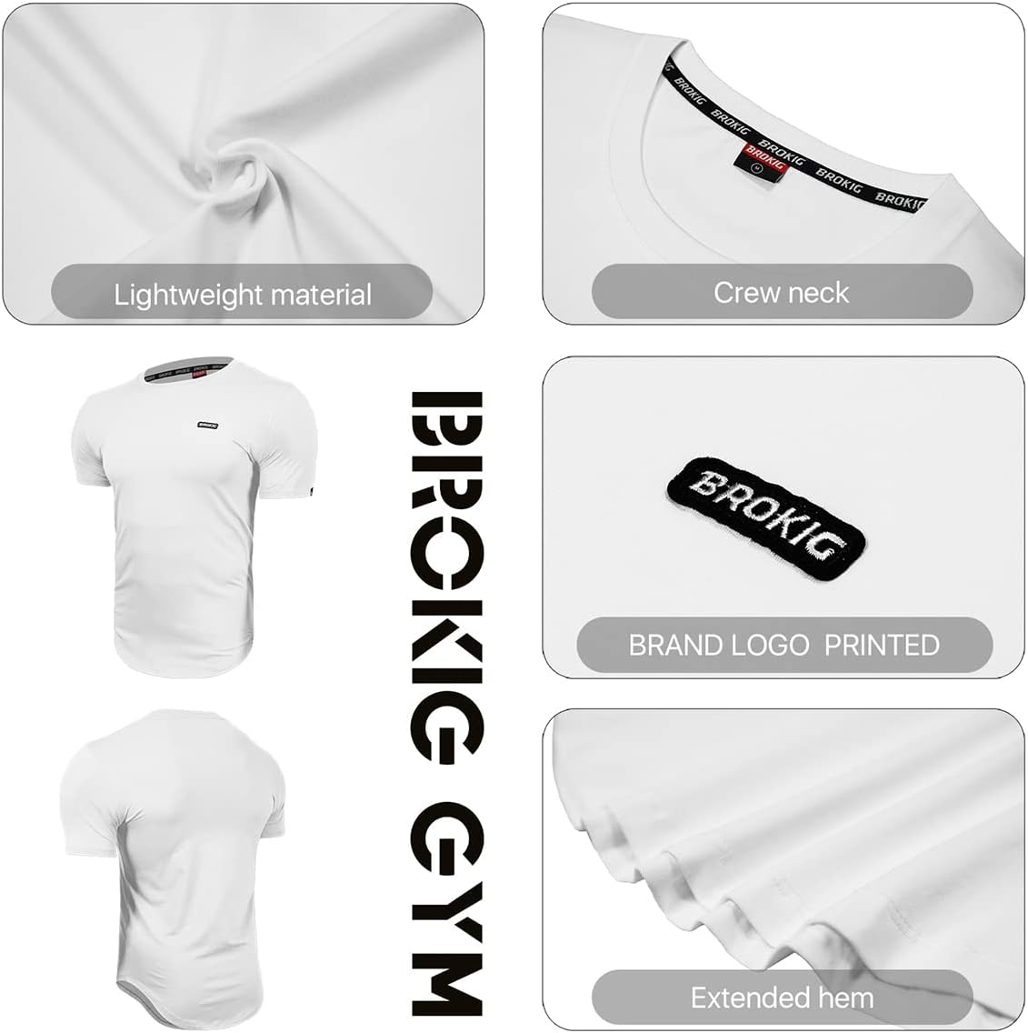 BROKIG Mens TDry Bold Gym Workout T-Shirt,Casual-Fit Training Bodybuilding Short Sleeve Shirts Men - Image 5