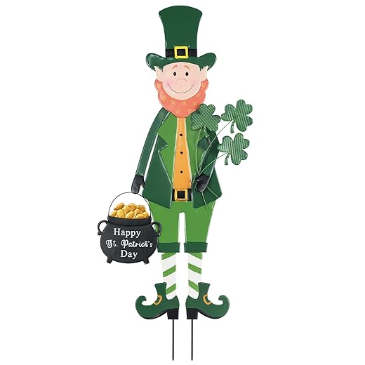 hogardeck St Patricks Day Decorations Outdoor, Irish Leprechaun Decorative Garden Stakes for Saint Patricks Decor, Happy St. Patrick's Day Decorations with Shamrock Gold Pot for Home Yard Porch Lawn