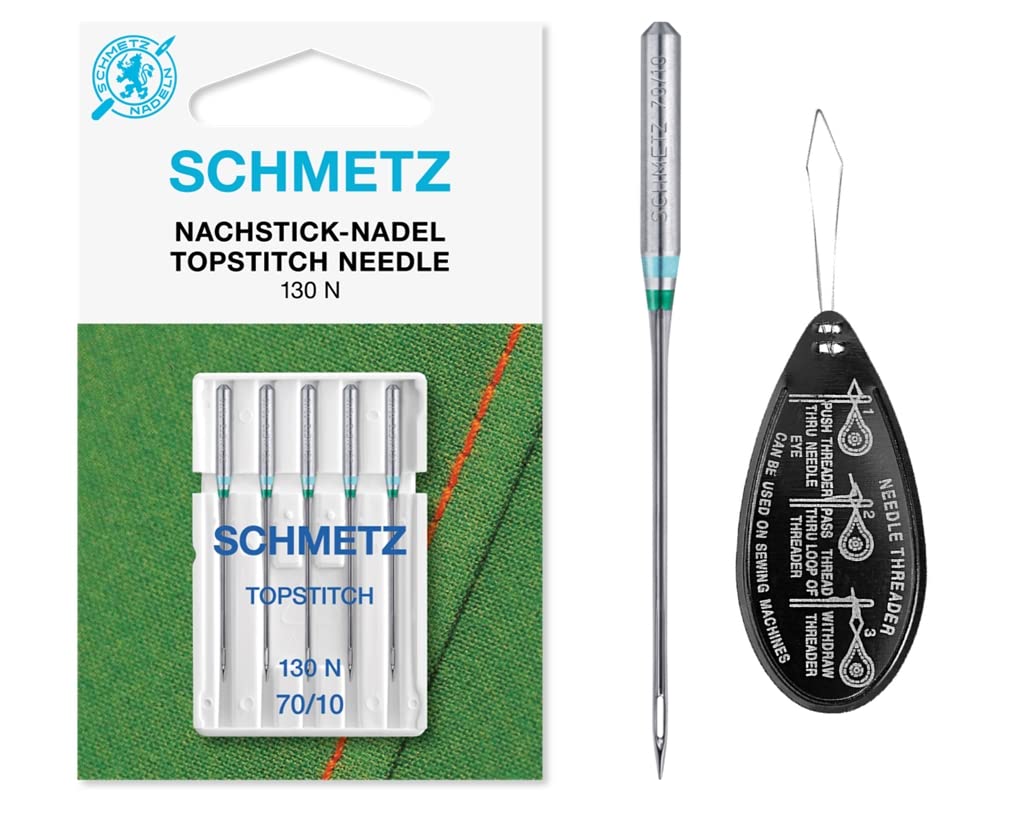 Ipc Sewing Parts Silver Topstitch Sewing Machine Needles, Size 70/10, Includes Large Needle Threader