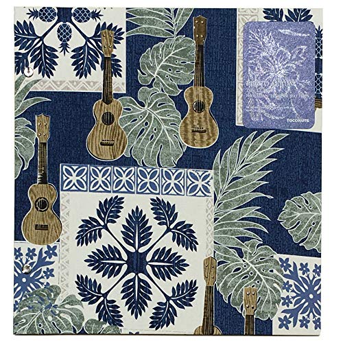 ハワイアン ファブリック アルバム 【2020 A】ウクレレ ハワイアンキルト ネイビー 大容量 台紙 フォトアルバム おしゃれ