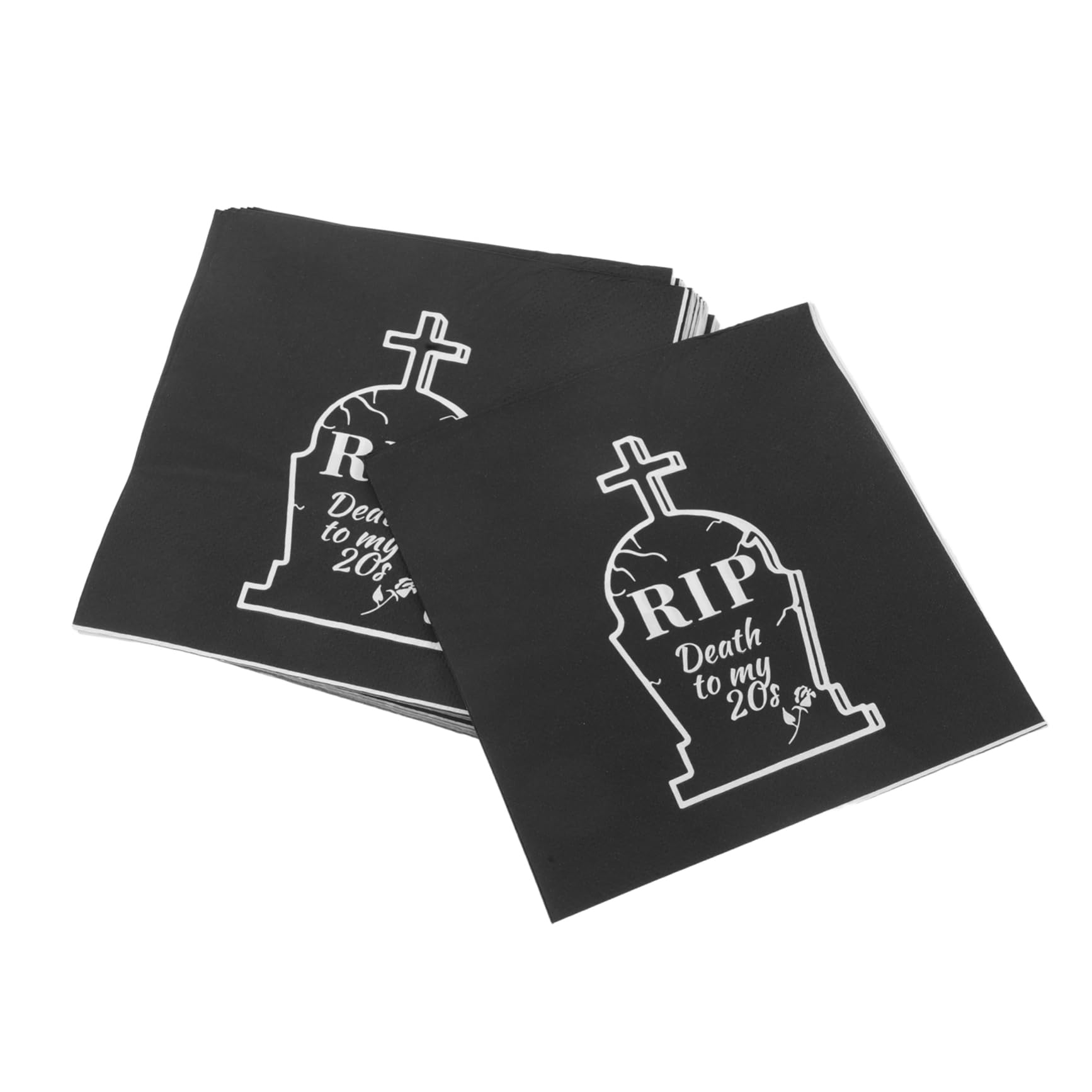 ABOOFAN 20 Pezzi Tovaglioli Neri da Festa Tema Lapide in Carta ad Alta Assorbenza Decorativi e Pratici per Party Compleanno Fine Anni 20 Decorazione Unica e Creativa