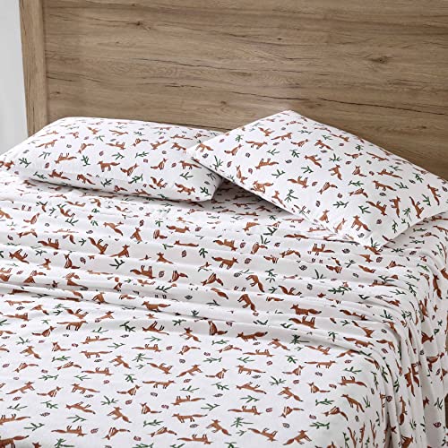 Image of Eddie Bauer - Flannel Sheets Twin XL Size, Anti-Pilling & Wrinkle Resistant Cotton, Touchably Soft for All-Season Comfort - Bed Sheets with Matching Pillowcases & Fitted Sheet (Fox Trail Orange)