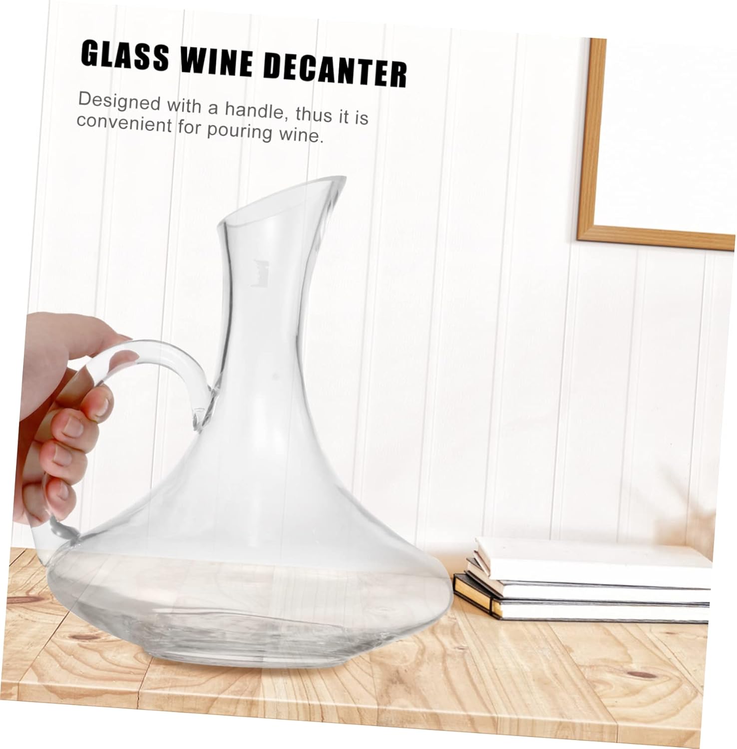 Practical Glass Wine Decanter with Handle Transparent Beverage Storage Container for Wine Aeration and Pouring Suitable for Home Bar Restaurant and Hotel Use