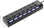 7-Port USB Hub with Independent Led Indicators Portable Multi USB Connector Splitter for Laptop 2.0 Expander for Keyboard Mouse Flash Drive Connectivity Lightweight and Travel Friendly