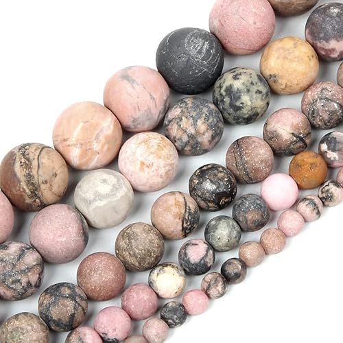 Miniatura 23 de Cuentas de piedra de jaspe Picasso natural mate de 0.236 pulgadas (0.236 in), piedras preciosas redondas sueltas para hacer joyas y pulseras, piedra