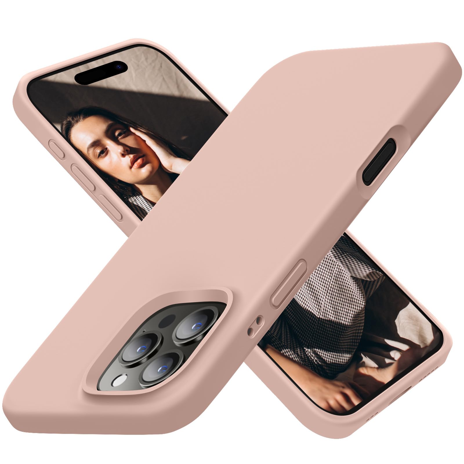 CordkingDesigned for iPhone 16 Pro Case, Silicone Ultra Slim Shockproof Protective Phone Case with [Soft Anti-Scratch Microfiber Lining], 6.3 inch, Pinksand