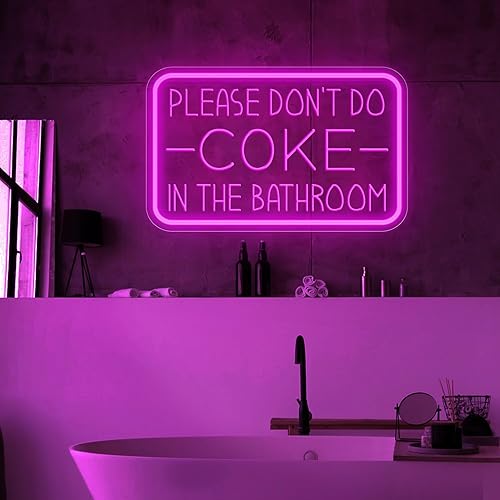 Miniatura 5 de Letrero de neón con texto en inglés "Please Don't Do Coke in The Bath" para decoración de pared, luz LED de neón alimentada por USB con brillo