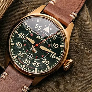 AVI-8 Erkek 46 mm Hawker Hurricane Palyaçolar Hakiki Deri Kayışlı