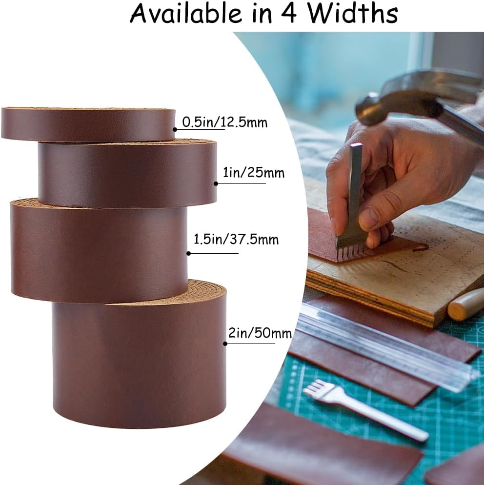 GORGECRAFT 72x1.5 Inch Cowhide Leather Straps Genuine Leather Strips 1.8mm Thick Full Grain Flat Leather Cord Soft Cattle Hide Strings for DIY Crafts Belts Jewelry Making, Coconut Brown