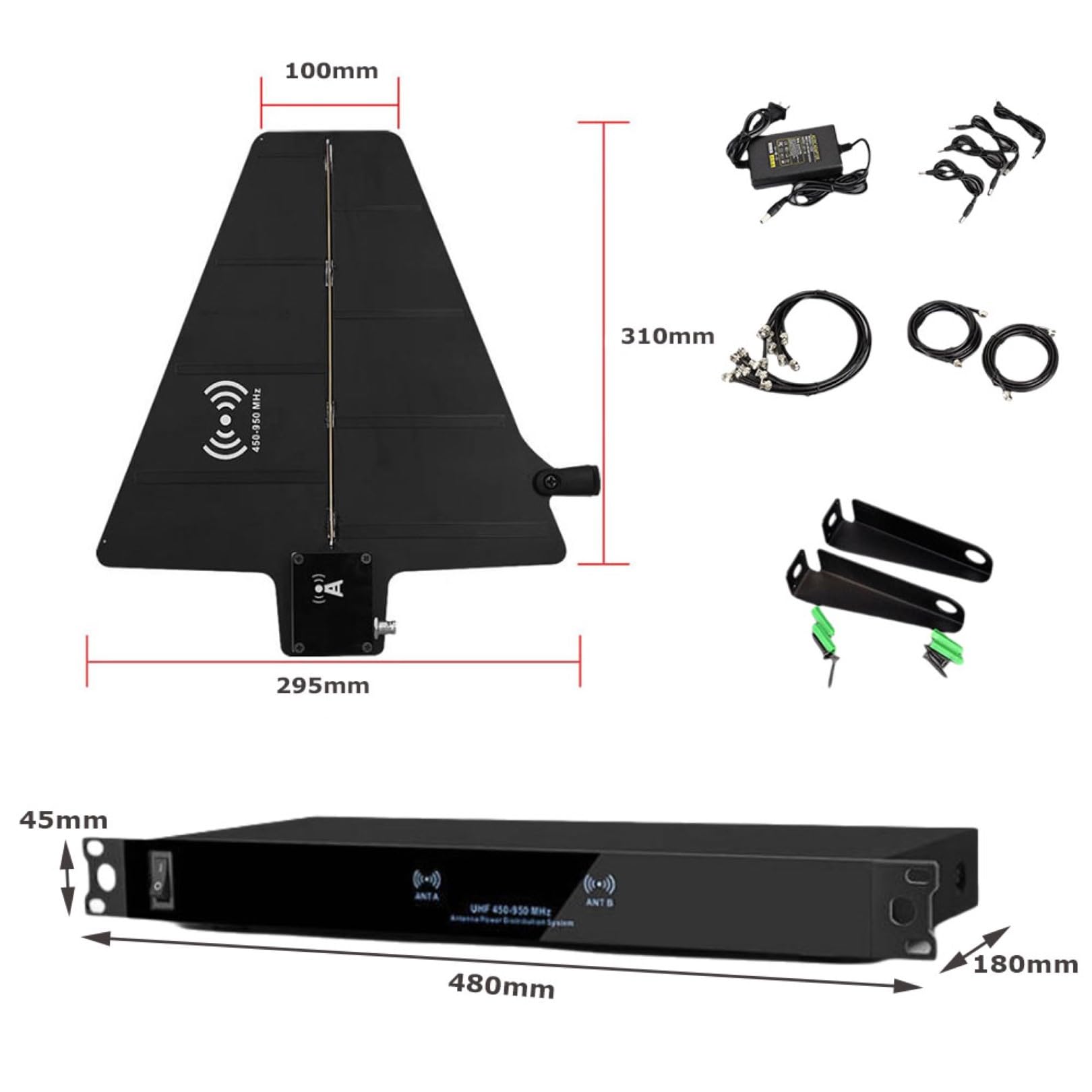 System Dystrybucji Mocy Anteny Uhf, Aktywne Anteny Kierunkowe 450-950 Mhz, Wzmacniacz Sygnału Mikrofonu Bezprzewodowego Z 2 Antenami, Do Użytku Na Wesela