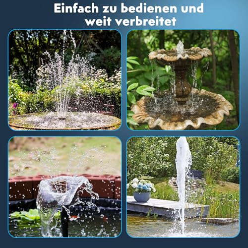 Biling 8W Solar Teichfilter mit Pump, 405 l/h Teichfilter Solarpumpe mit Akku 1,5 m Schlauch, 10 Düsen DIY Garten Teiche Wasserspiel, Solar Springbrunnen für Außen Sauberes Wasser hält Fische gesund