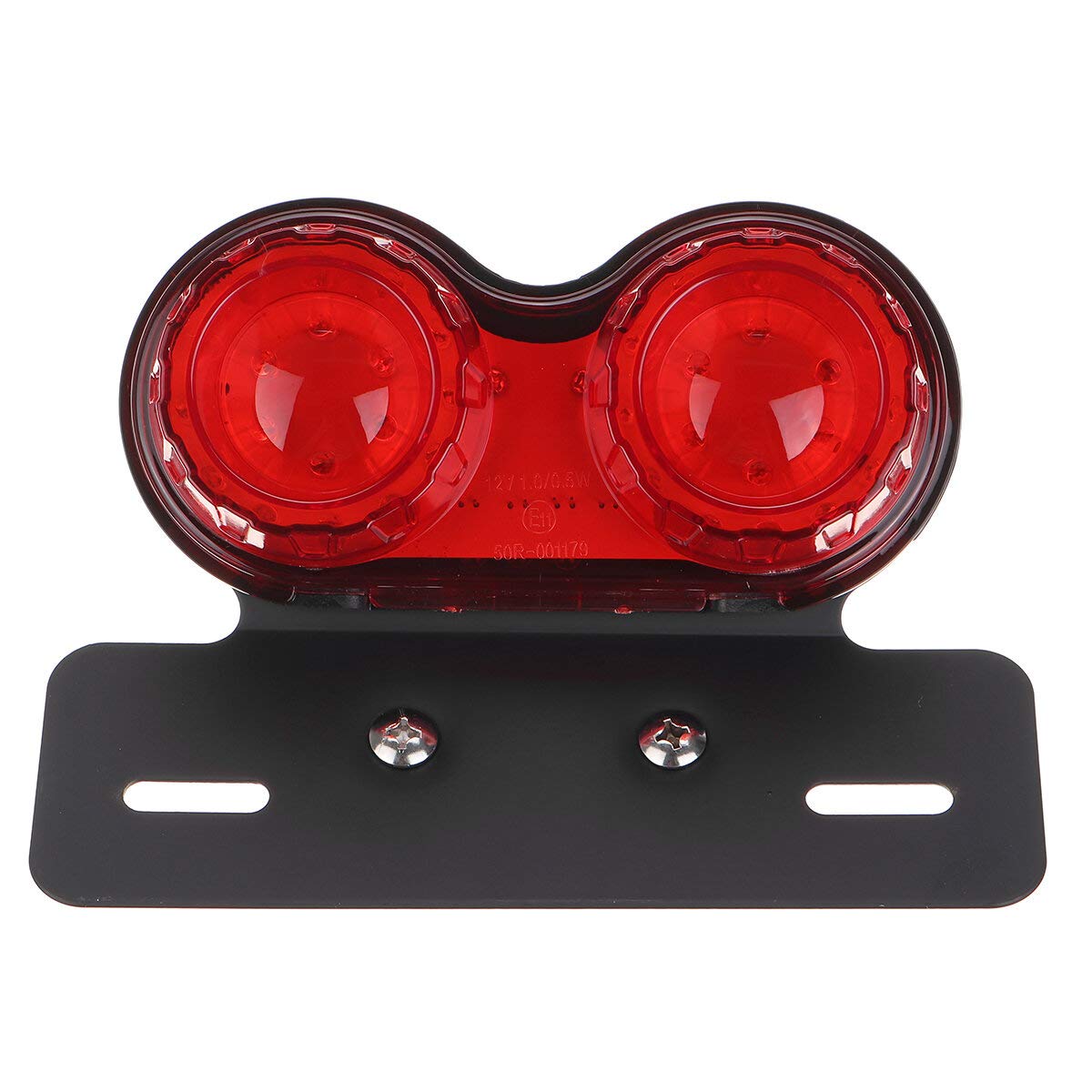 12V Moto Tail Light Led Frein Arrière Indicateur Plaque D’Immatriculation Lampe Rouge - Noir