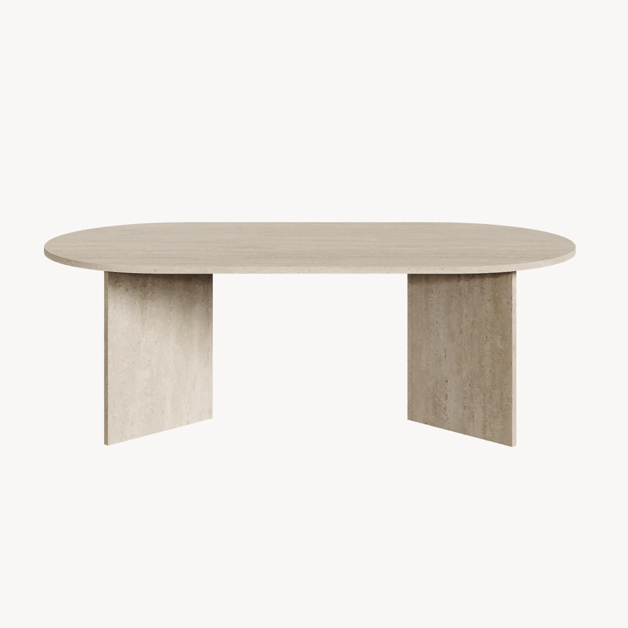 [en.casa] Tavolino da Salotto con Piano Ovale Tavolo Basso Centrale da Caffè per Soggiorno Zona Living Studio Sala d'Attesa 119 x 60 x 40 cm - Color Avorio Travertino