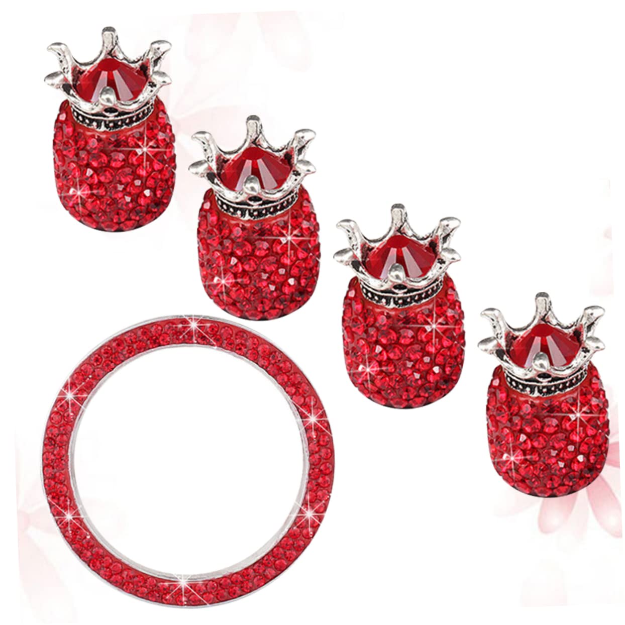 ibasenice 15 Pcs Universal Reifen Ventilkappen Strass Zündknopf Auto Staubkappe Rostfrei Auto Ventilkappen Rot