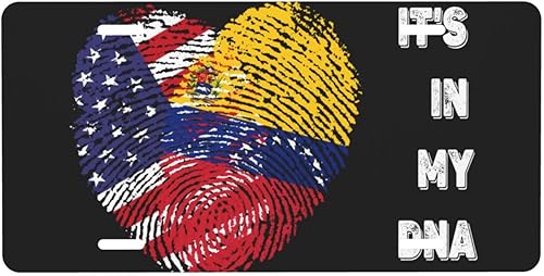 Miniatura 2 de Cubierta para placa de matrícula de América y Venezuela Venezuelanos con huellas dactilares y corazones decorativos para automóvil, letrero de