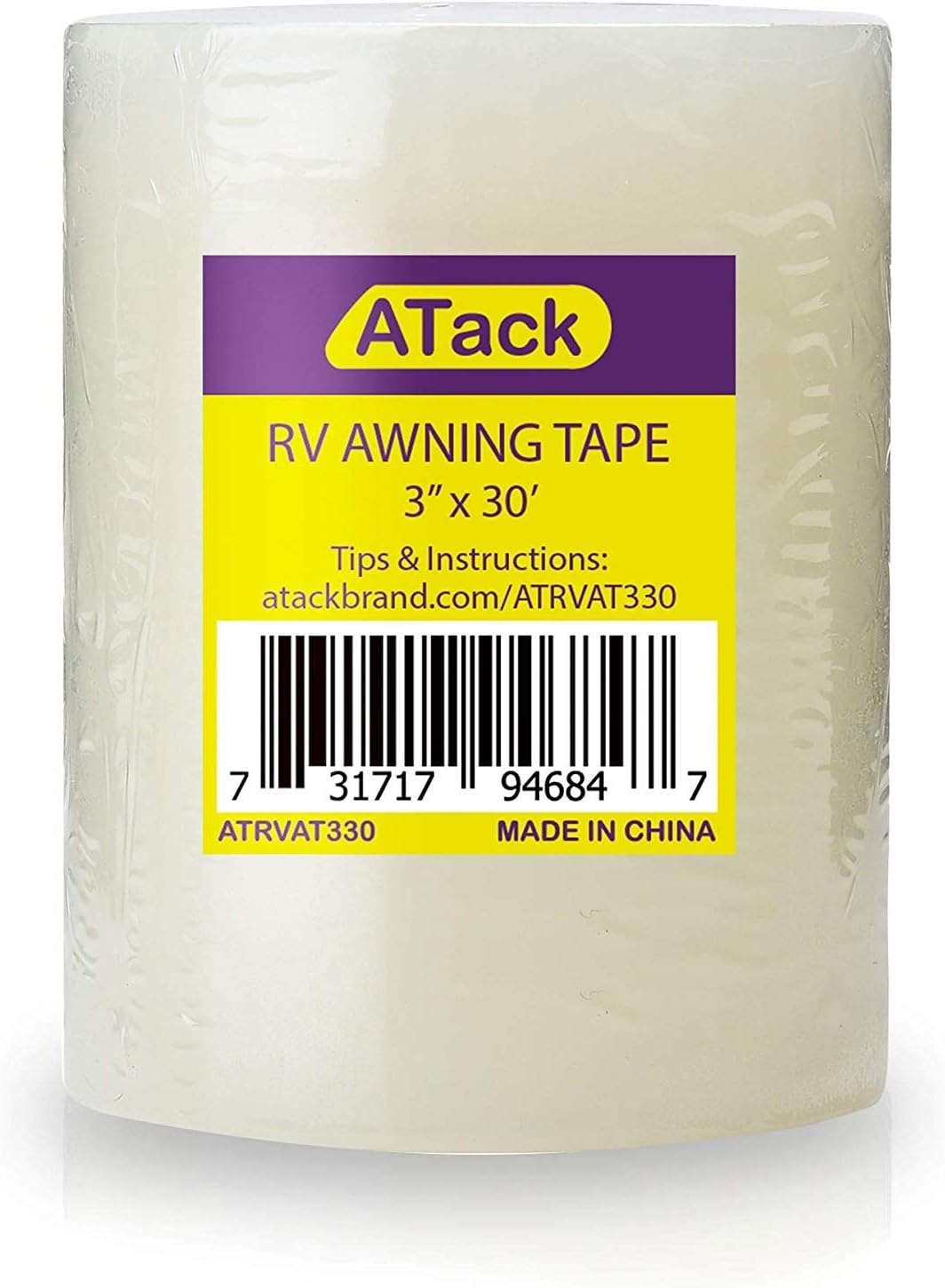 ATack RV Awning Repair Tape, 3" x 30 Foot, Waterproof Rip Stop Patch and Tent Repair Tape for Vinyl, RV punctures, Camper, Awning, Canopy, Tents, Tarpaulin and Greenhouse