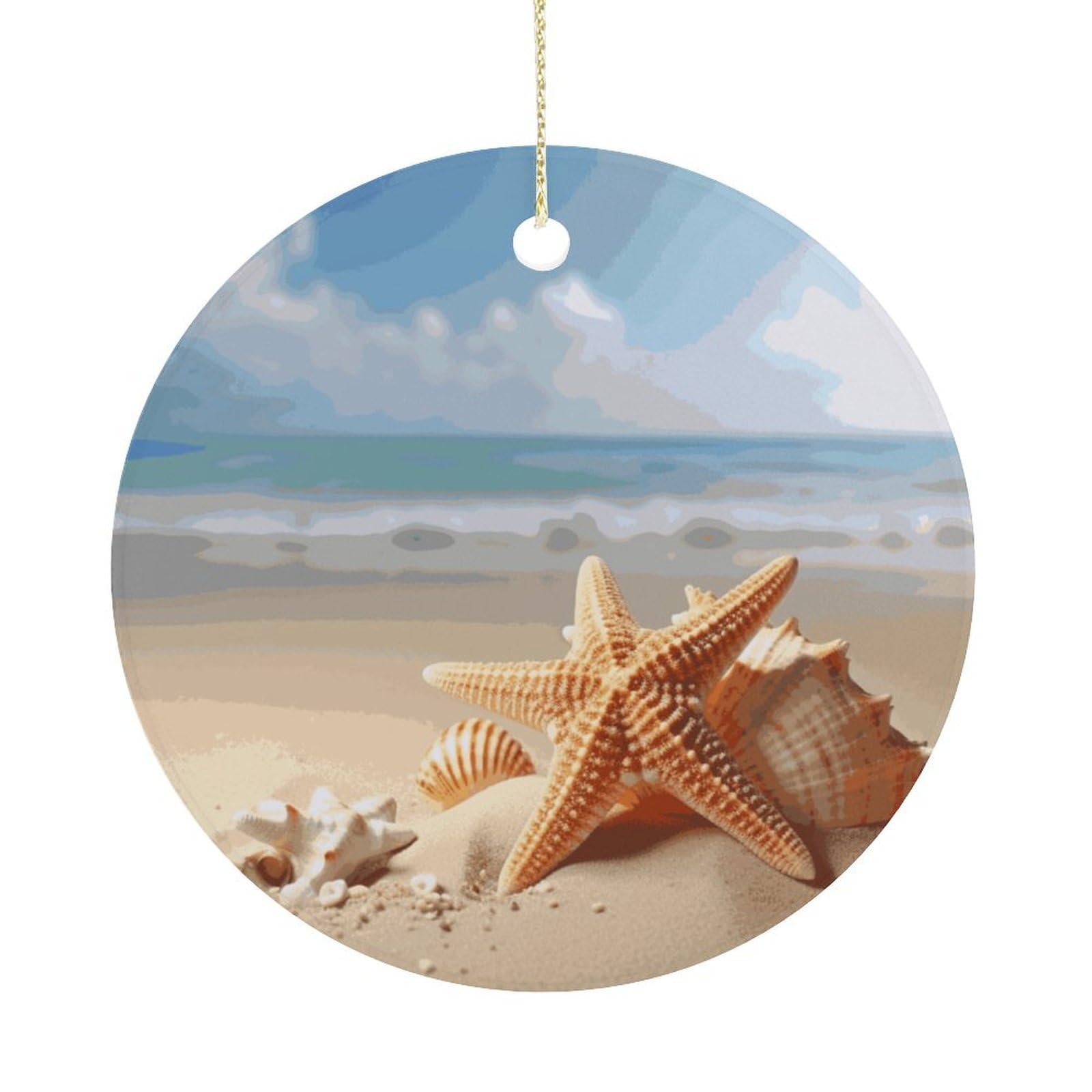 Adfgyerh Women's Style Summer Starfish Seashell Hanging Ceramic Ornaments, Christmas Tree Decorations, Funny Home Decor Gifts For Sisters & Work Best Friends