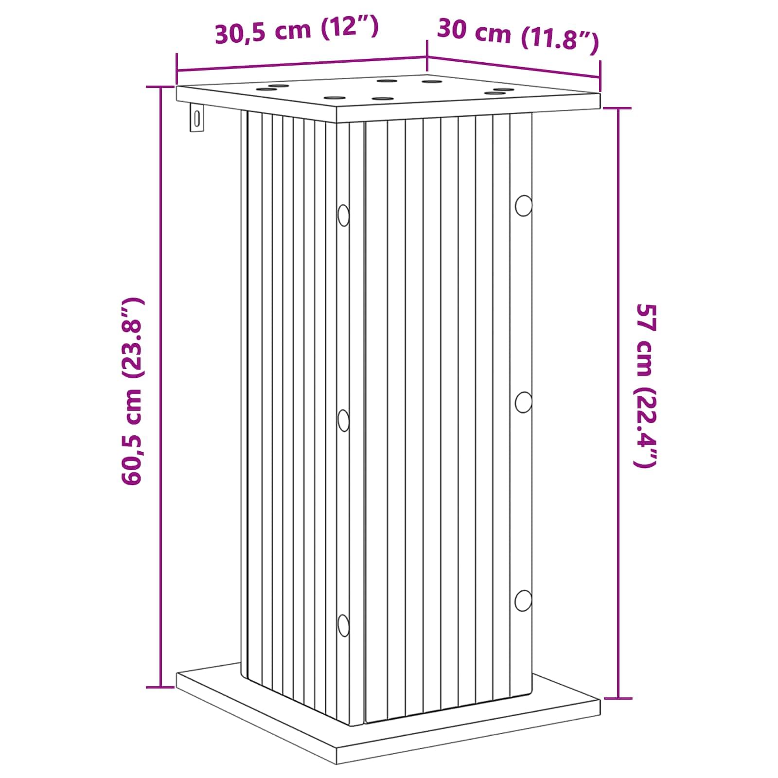 Support plante noir en bois d'ingénierie 2 pcs 30,5 x 30 x 60,5 cm pour intérieur jardin balcon terrasse, support tuteur pot jardinière pour maintien croissance plante grimpante décor