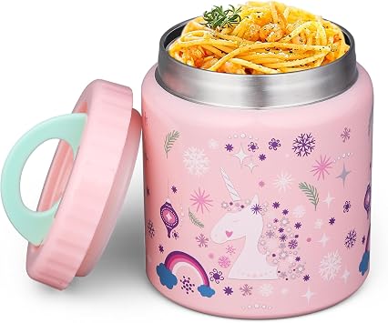 Insulated Thermo Food Jar for Kids - 17 Oz Capacity, Suitable for Hot & Cold Foods, Leak-Proof Vacuum Stainless Steel Design with Wide Mouth for Lunches, Soups and Travel