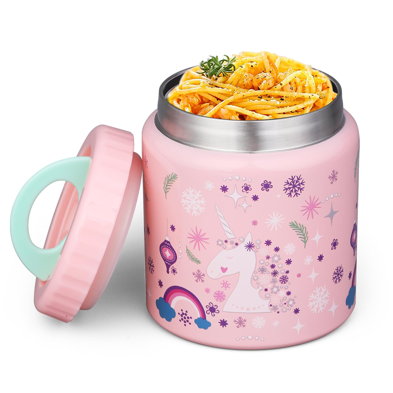 Tarro térmico aislado para niños, capacidad de 12 onzas, adecuado para alimentos fríos y calientes, diseño de acero inoxidable al vacío a prueba de fugas con boca ancha para almuerzos, sopas y viajes