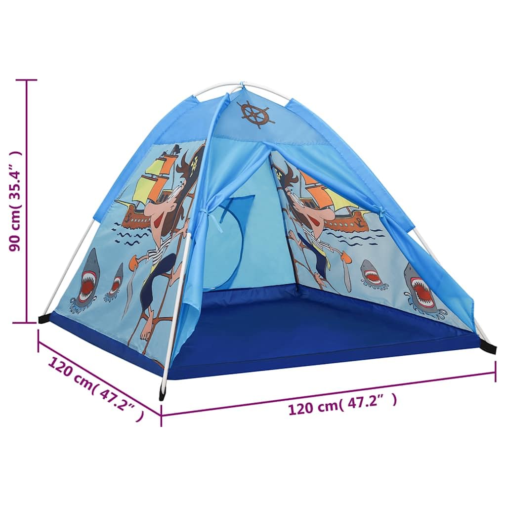 Spielzelt für Kinder Blau 120x120x90 cm faltbar Kinderzelt mit Piratenmotiv für Indoor und Outdoor, stabiles Polyester, ideal zum Spielen Krabbeln Verstecken im Garten, Kinderzimmer, Park