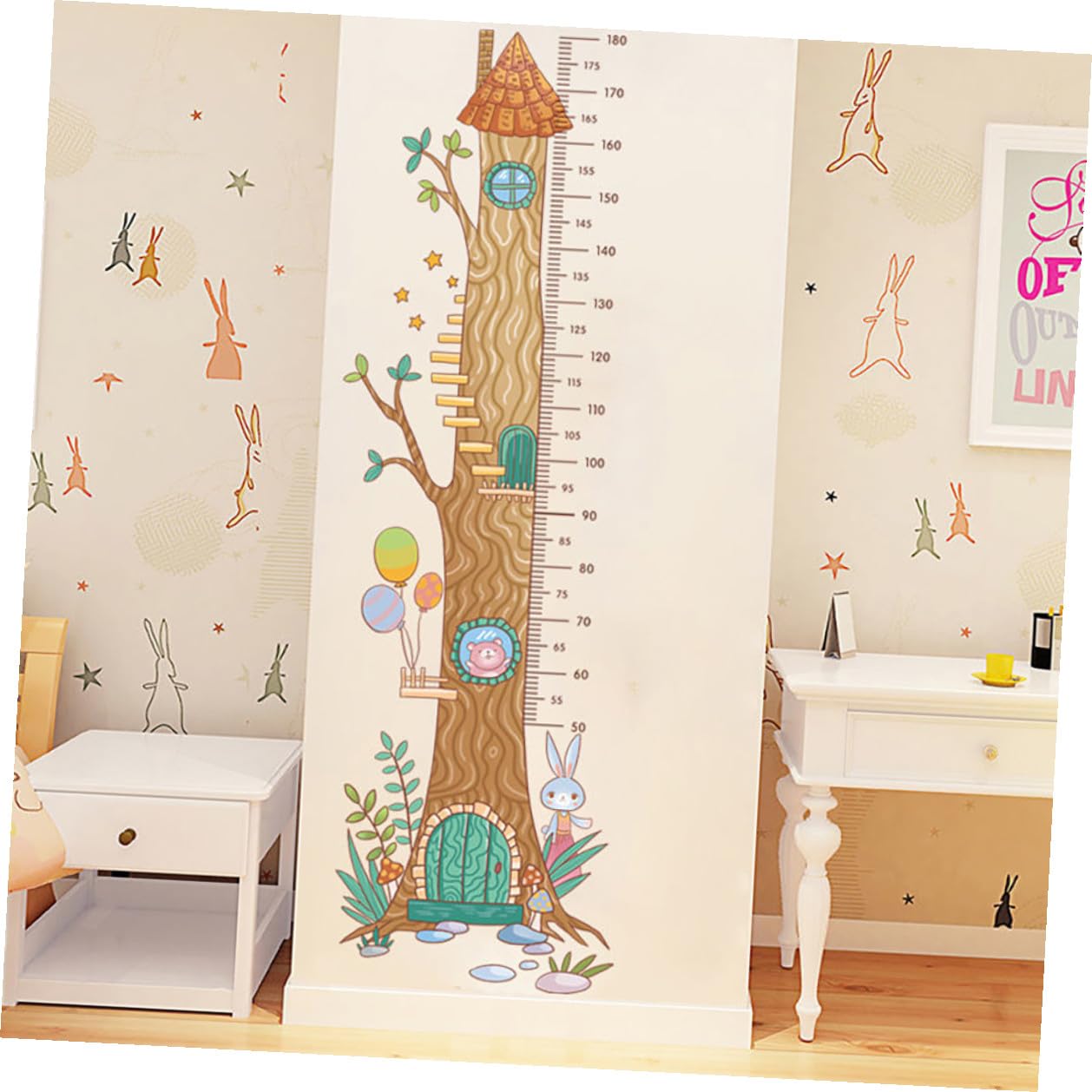 Self-Adhesive Height Growth Chart Sticker for Decor Fun DIY Measurement Wall Hanging with Forest Animal Design for Bedrooms Nurseries Playrooms and More