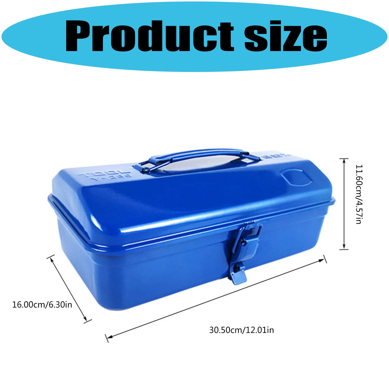 Caja de herramientas portátil de hierro resistente, cómoda empuñadura, gran espacio de almacenamiento para organización a largo plazo