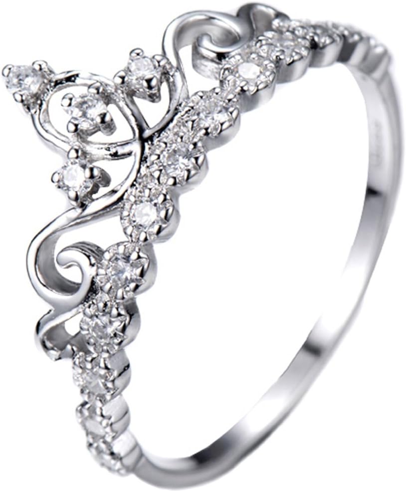 Dainty Rhodium-Plated Sterling Silver Princess Crown Ring