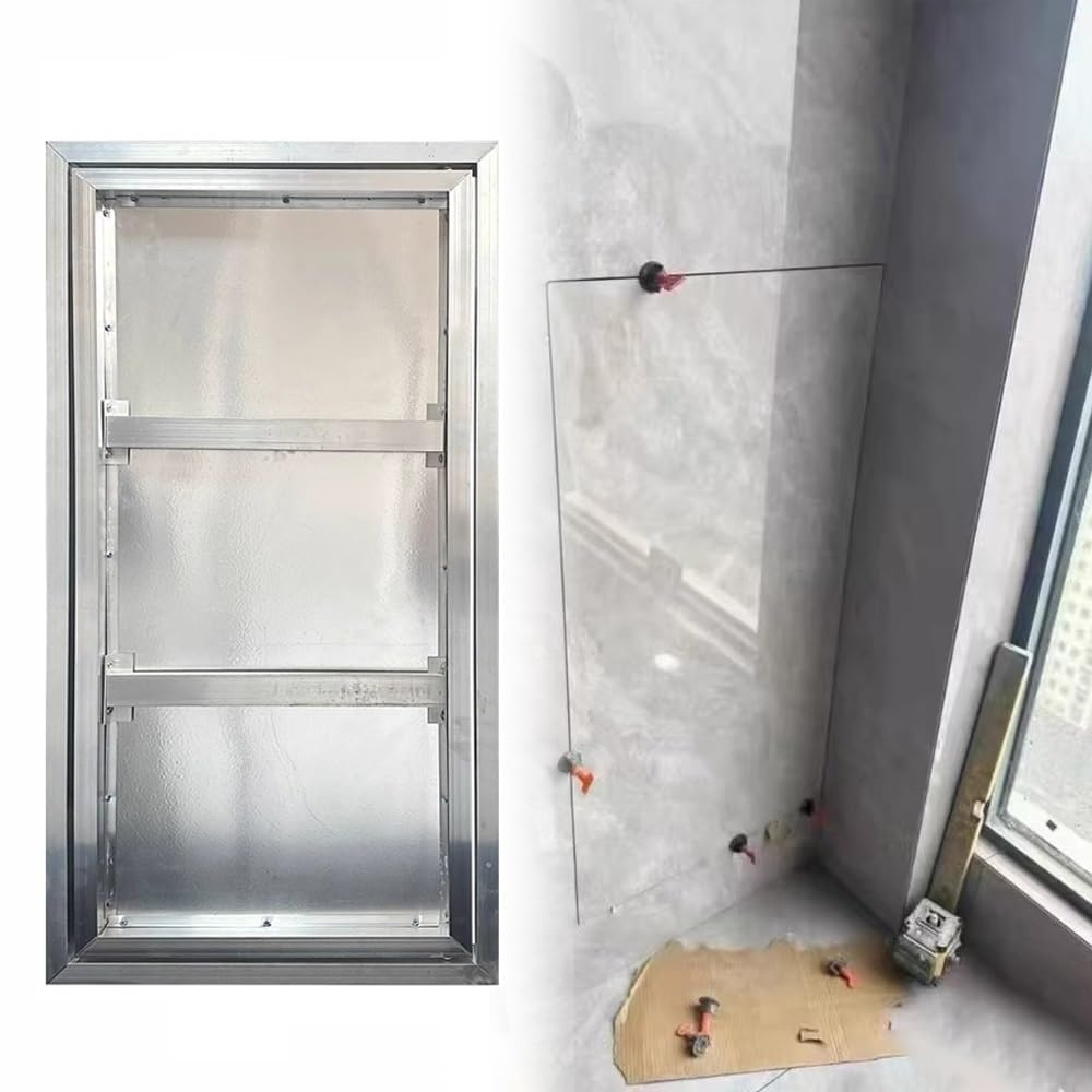 Panel de acceso con pestillo táctil de 40 cm metal empotrado para fontanería de yeso