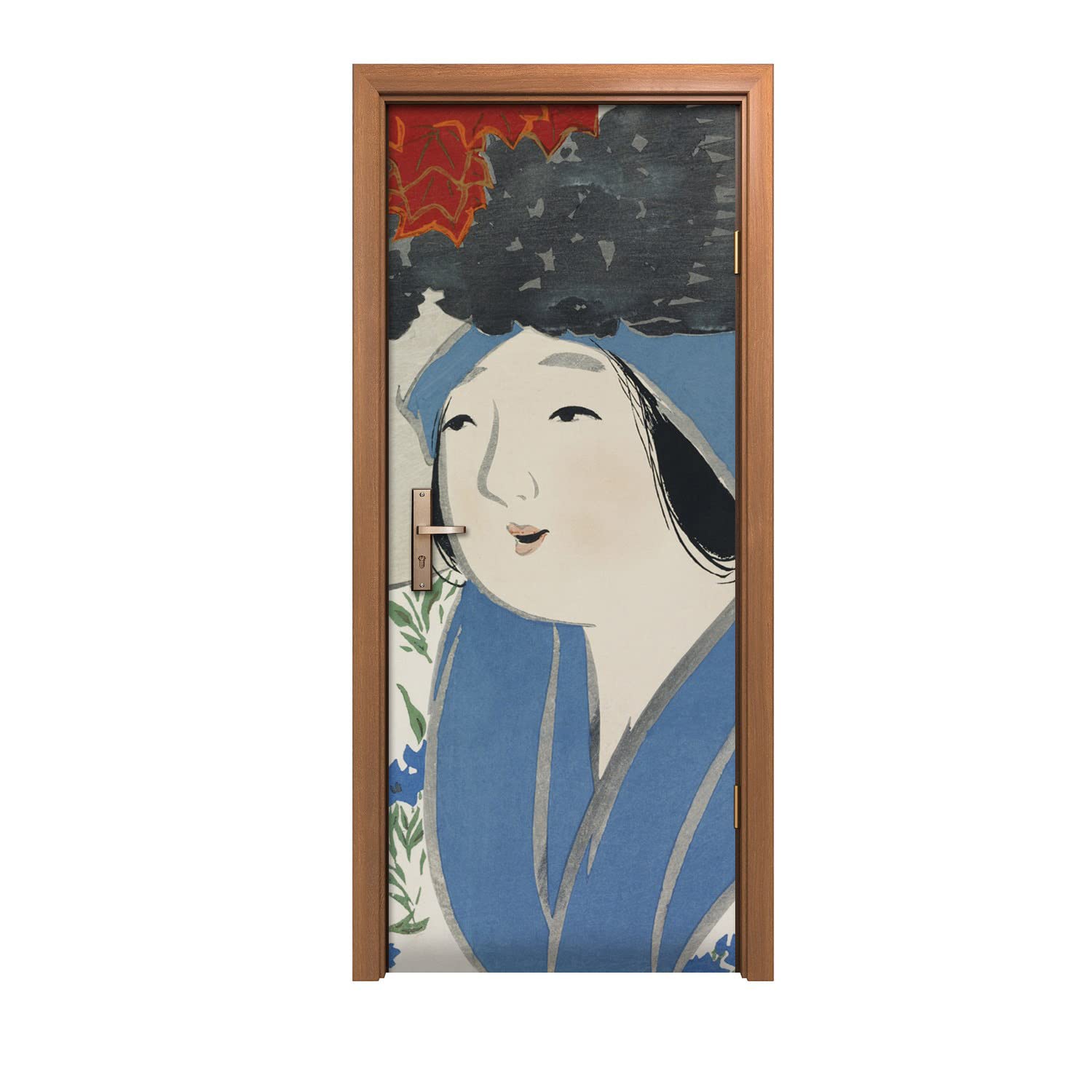Décoration de porte japonaise avec l'autocollant mural Femmes Kimono 90x200