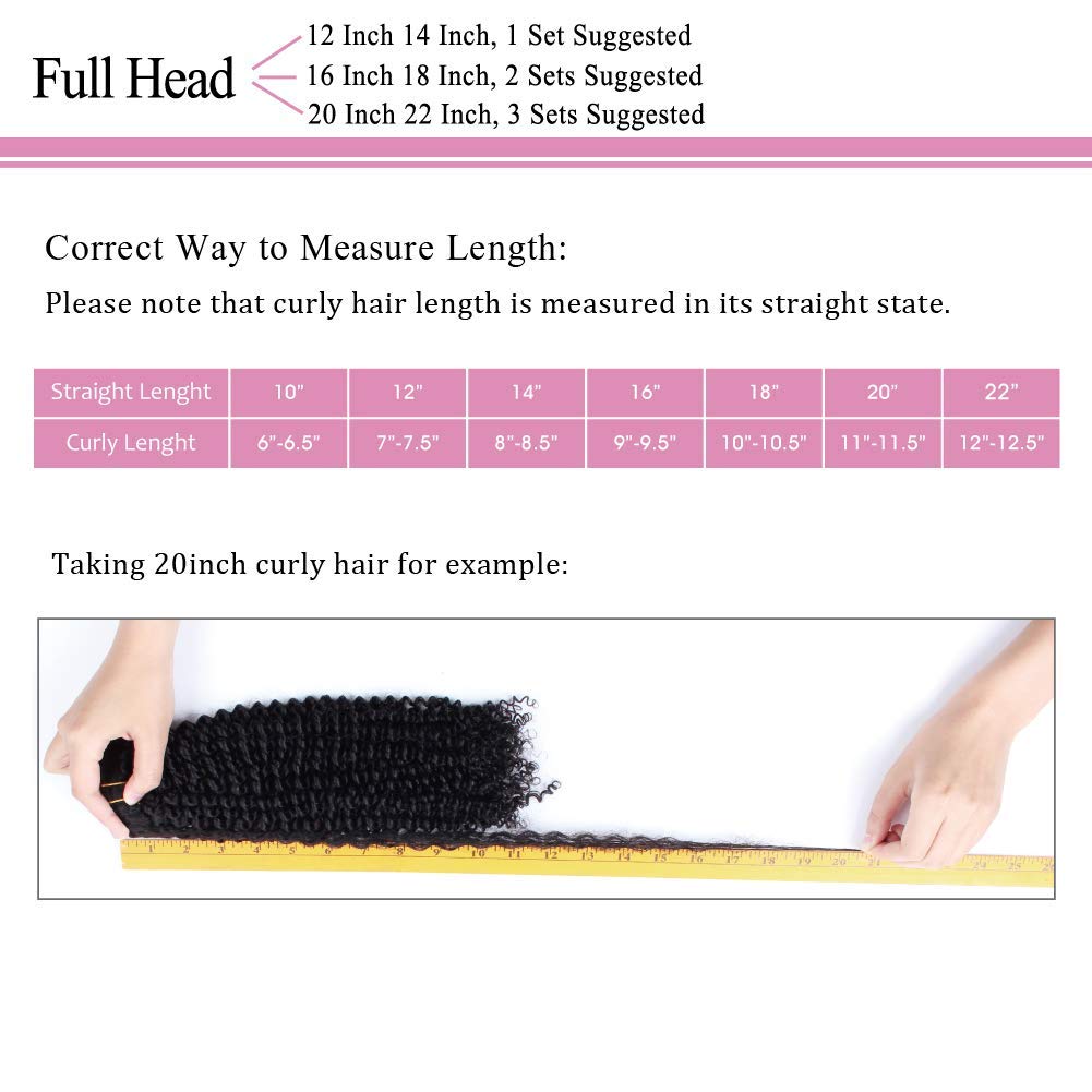 ABH AMAZINGBEAUTY HAIR Kinkys Curly Clip in Hair Extensions 3C and 4A Double Wefts Real Remy Human Hair Curly Clip ins for African Americans 120 Grams, #1B Natural Black 16 Inch