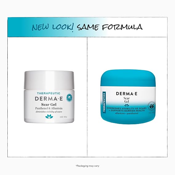 Derma E Scar Gel Scar Treatment for Face Hydrating Gel for Acne Scars, Burns & Stretch Marks with Panthenol & Allantoin, 2 oz
