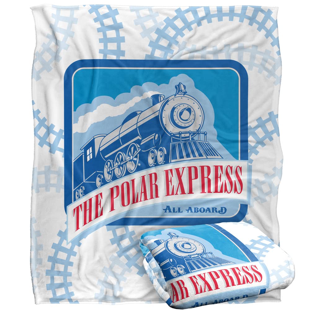 Warner Brothers Polar Express Blanket - Silky Touch - Super Soft - White - 152x127cm