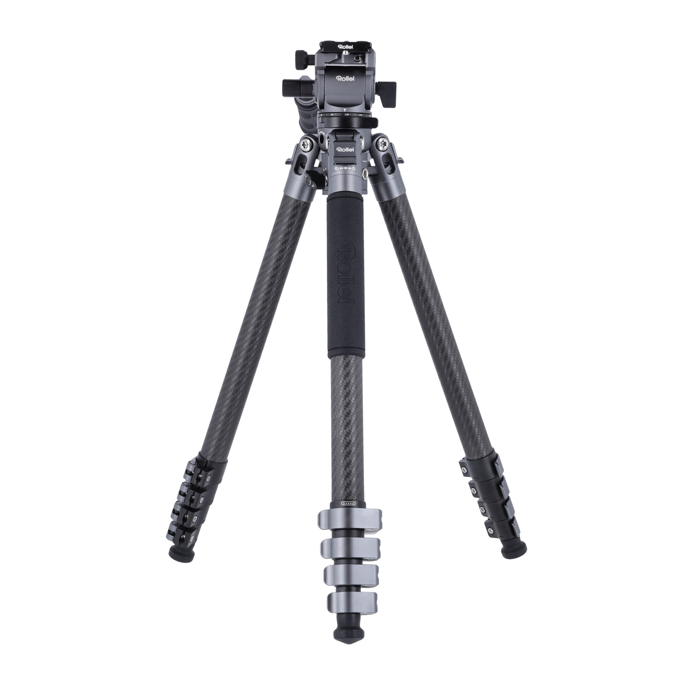 Rollei Easy Traveler Video statyw węglowy – udźwig 4,5 kg, wysokość 164 cm, ultralekki, kompaktowy, funkcja blokowania