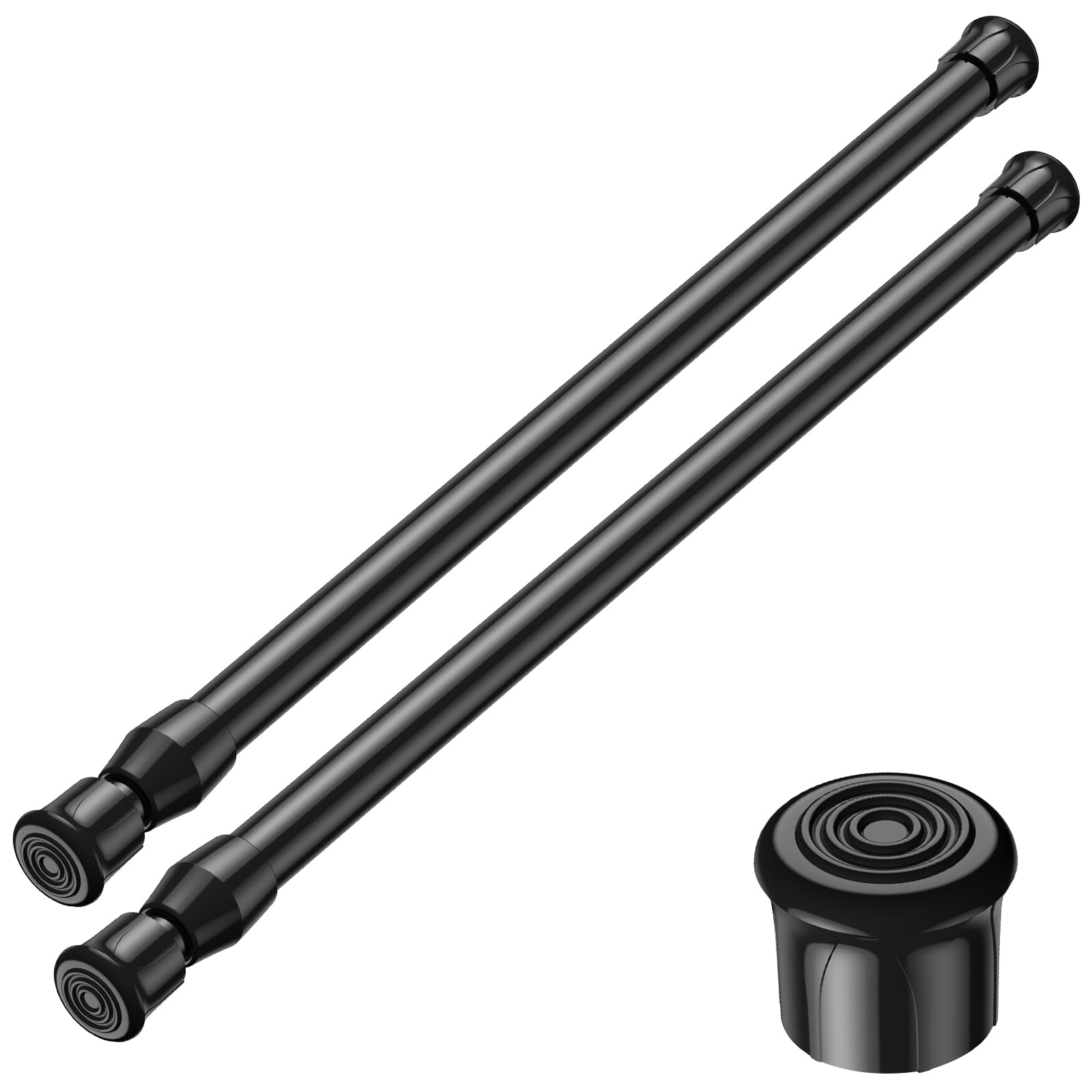 AIZESI 2PCS Tension Rods 17 to 28 inch Spring Tension Window Rods, Black