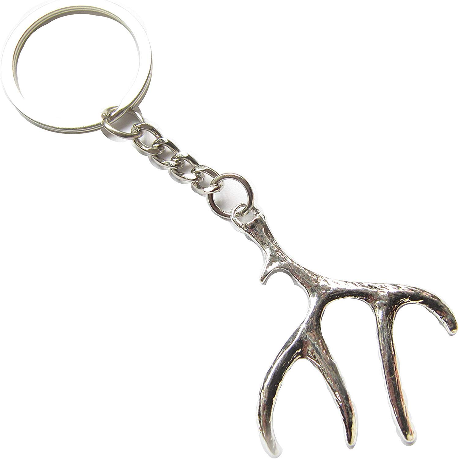 Antler Keychain Large Silver Antlers Keychain Deer Keyring Personalized Deer Keychain Hunting Keychain (1)
