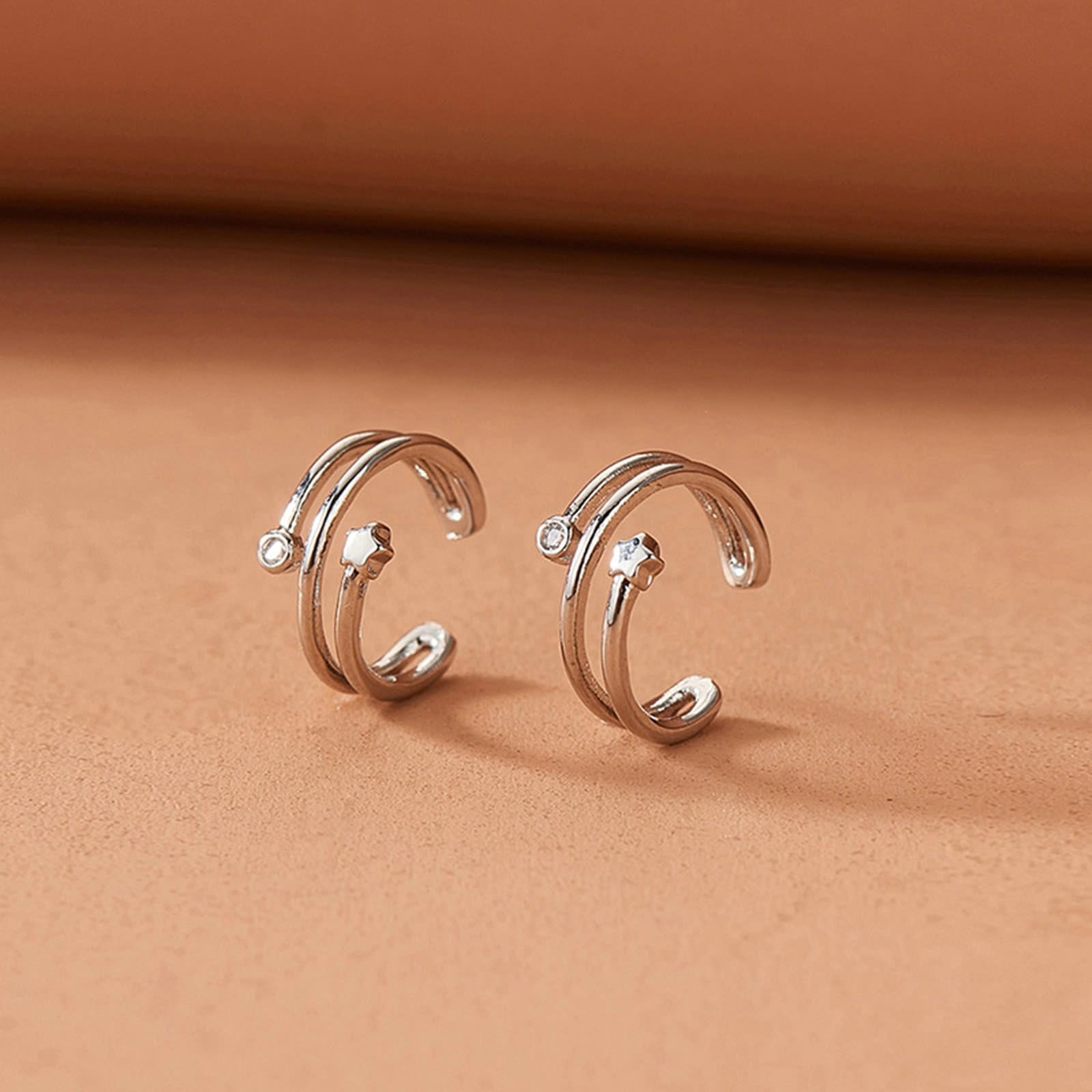 Pendientes vintage de oro blanco 750 de 18 quilates, pendientes de estrella de moissanita, pendientes de oro Au750 para mujer