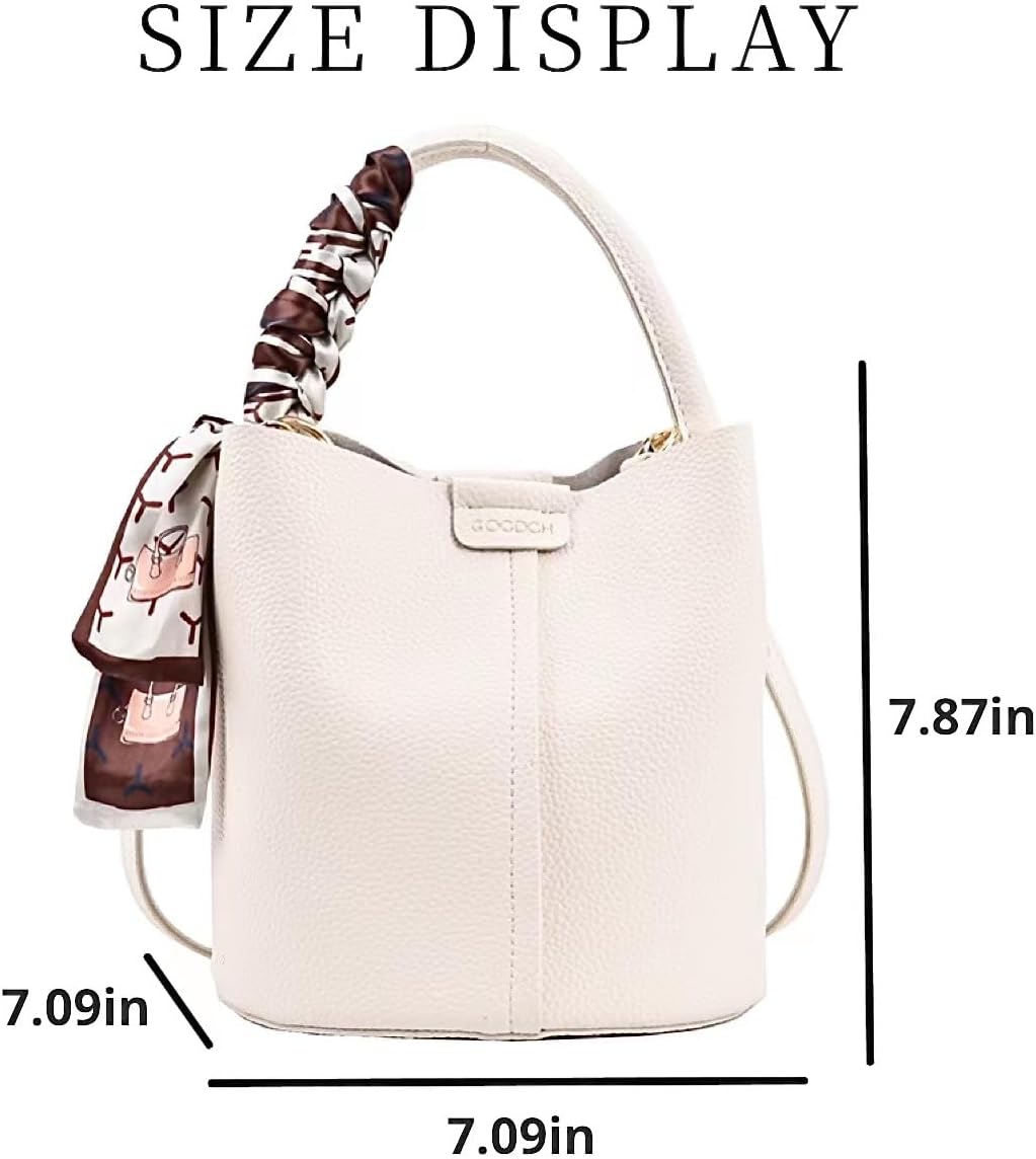 Cute Macaroon Bucket Bag for Women Faux Leather Crossbody Bag Small Purse Handbag Shoulder Bag Silk Ribbon Woven Handle