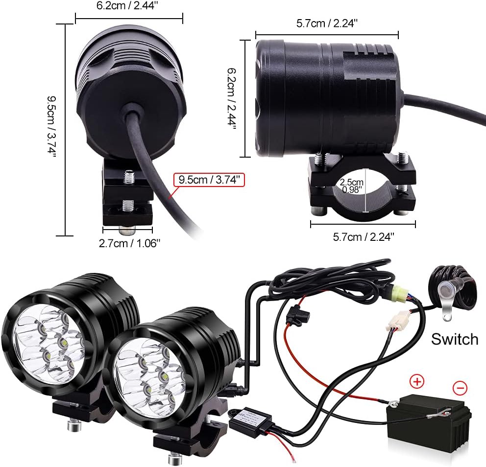 Motorcycle Yellow Fog Lights, 12-60V 2.5inch Spotlight For Motorbike Auxiliary Lights White/Yellow/Strobe, Universal Bicycle ATV Offroad Pickup Yellow Driving Lamp