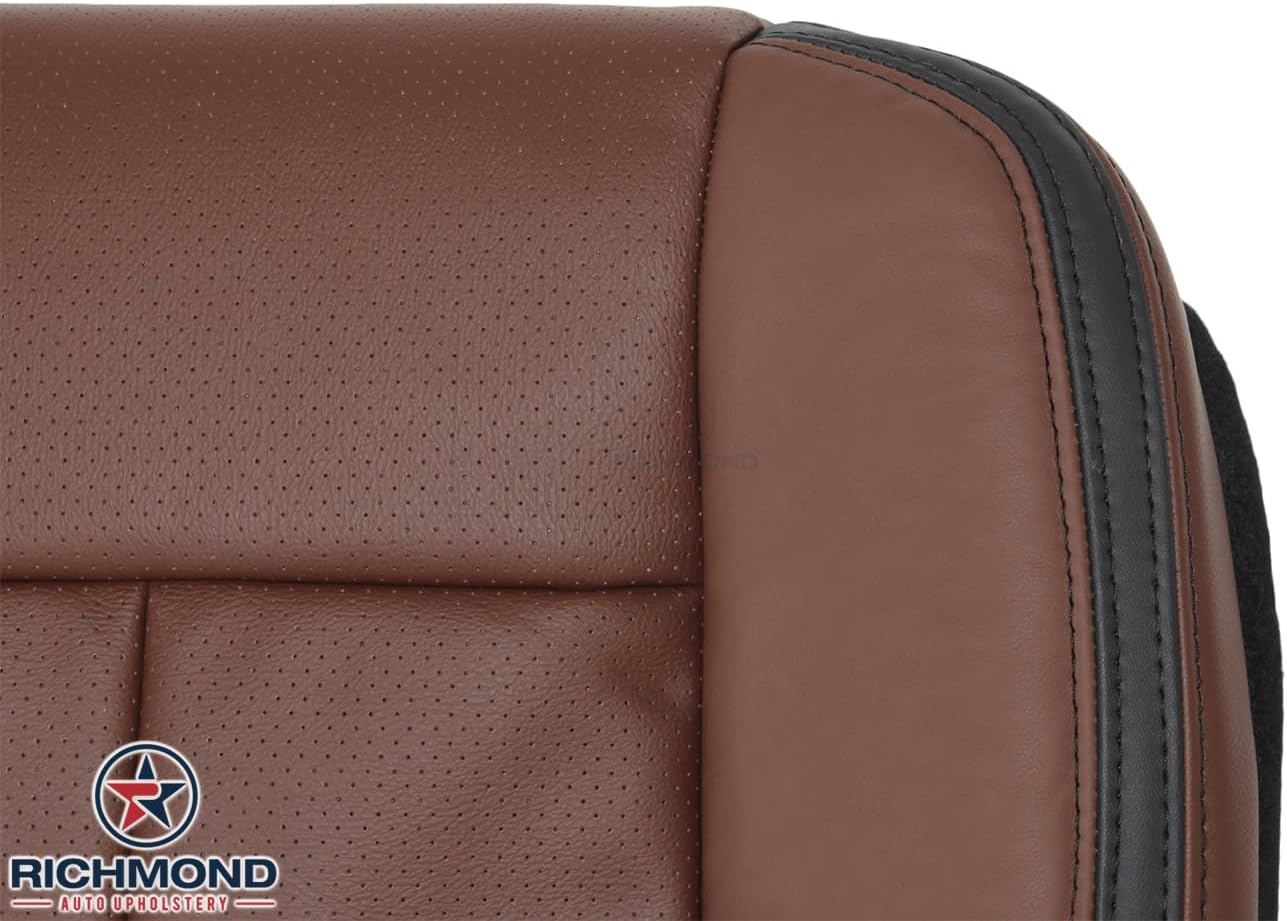 Richmond Auto Upholstery - Driver Side Perforated Compatible with 2012-2014 Ford F150 Platinum, Replacement Leather Seat Cover Pecan Brown
